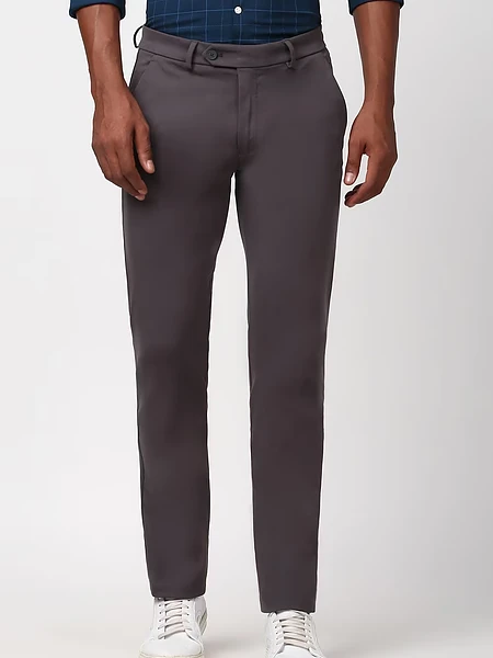 Peter England - All Day Chinos - Brown Textured - Super Slim Fit Trousers