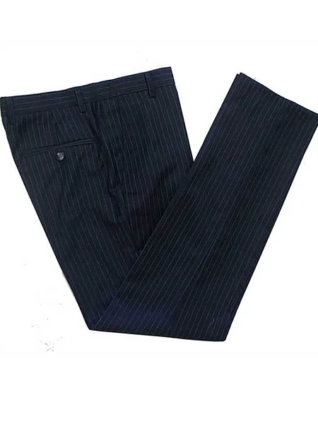 Image of BLACK PINSTRIPE WORSTED 3 PIECE SUIT - 5