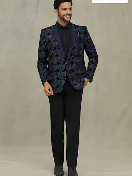 Blue velvet blazer
