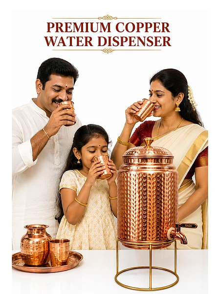 Image of Premium Hammered Copper Water Dispenser with Stand - 2