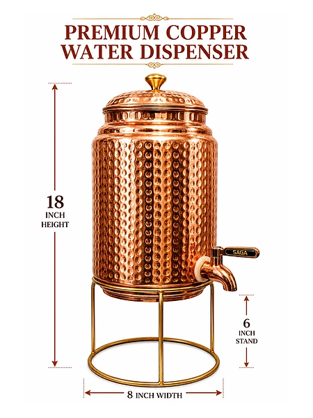 Premium Hammered Copper Water Dispenser with Stand