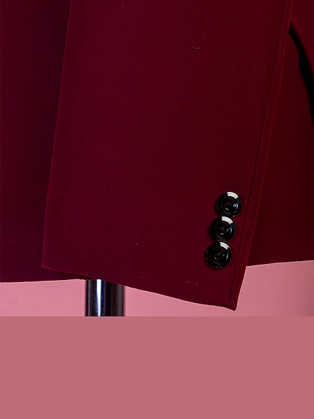 Image of Maroon Embroidered Tuxedo Suit - 2