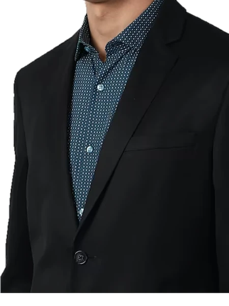 Image of Black Solid Slim Fit Blazer for students and professionals - 3