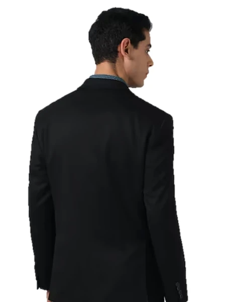 Image of Black Solid Slim Fit Blazer for students and professionals - 2