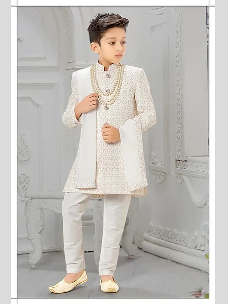 Image of Designer Indo-Western Sherwani Set For Kids - 2
