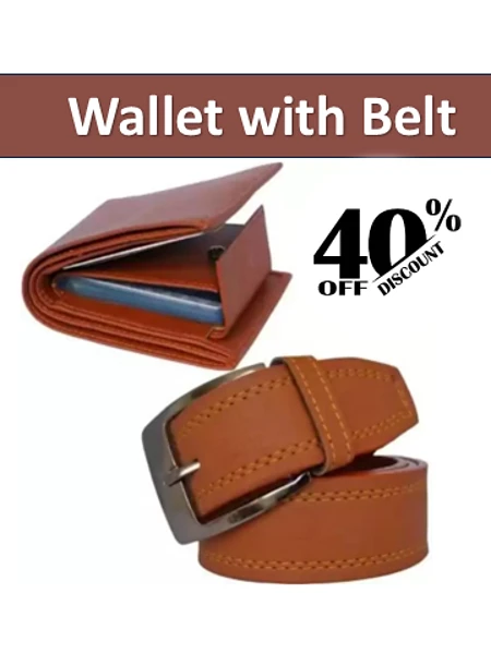 Tan Synthetic Belt and  Wallet Combo Offer