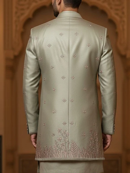 Image of LIGHT-GREEN SHERWANI - 2