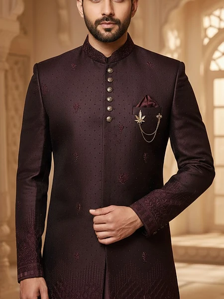 Maroon Sherwani For Mens