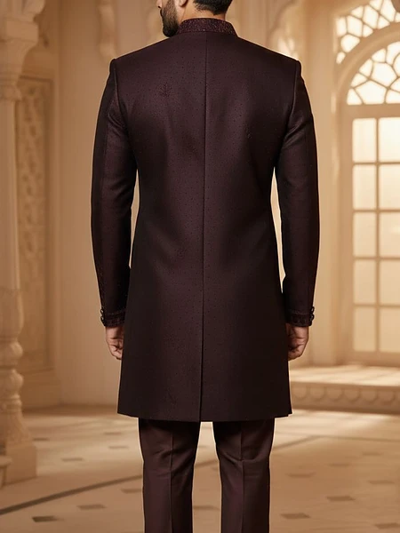 Image of Maroon Sherwani For Mens - 2