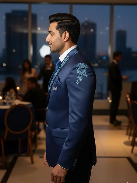 Image of Royal Blue Designer 5-Piece Suit Set - 2