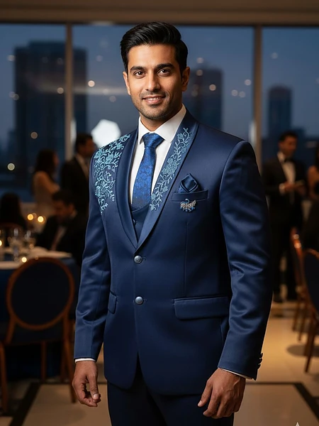 Royal Blue Designer 5-Piece Suit Set