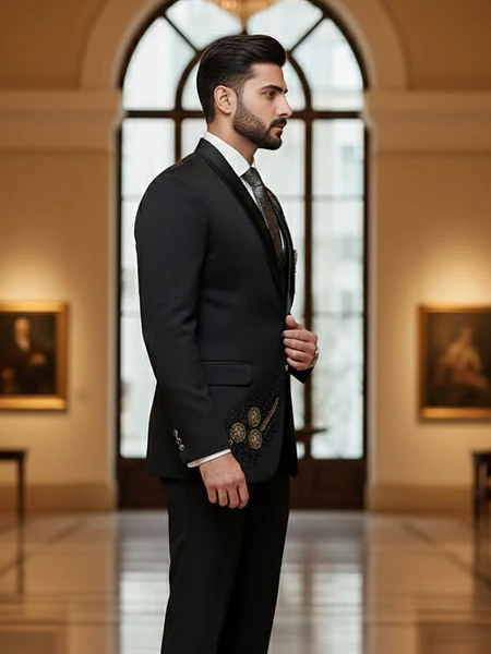 Image of Black Luxury Designer Suit - 2