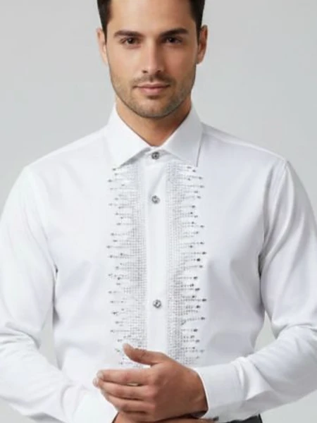 Image of White Designer Shirt - 3
