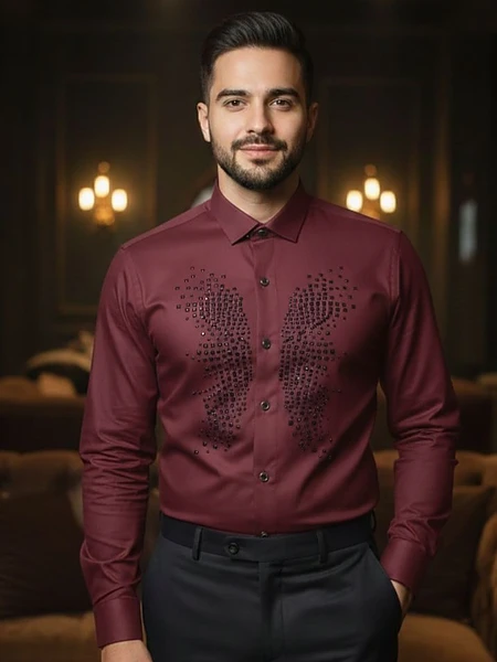 Maroon Designer Party Shirt