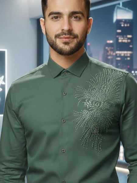 Image of Classic Green Elegant shirt - 3