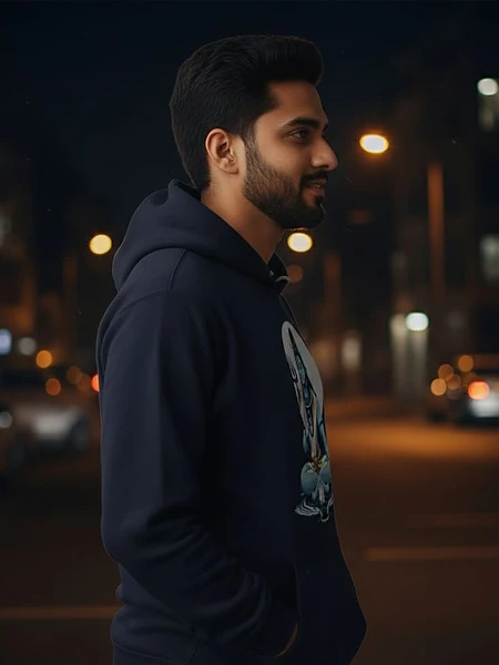 Image of Black Printed Hoodie - 3