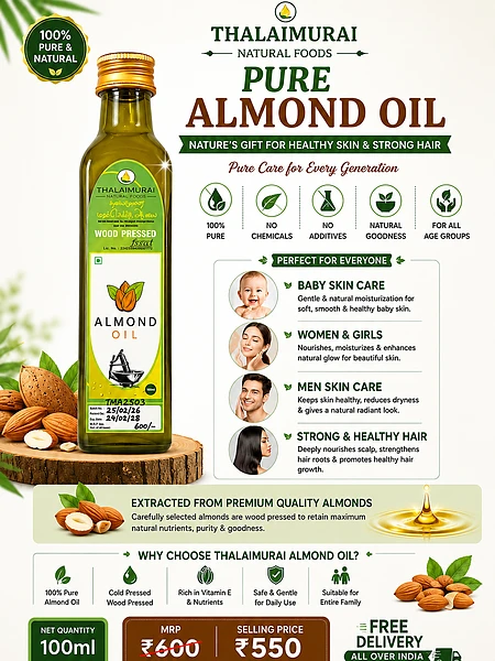 Thalai Murai Natural Foods Wood Pressed Almond Oil