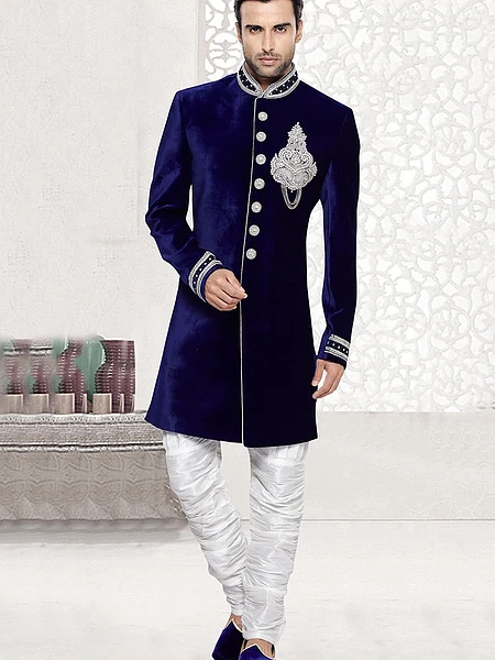 Blue Sherwani Velvet