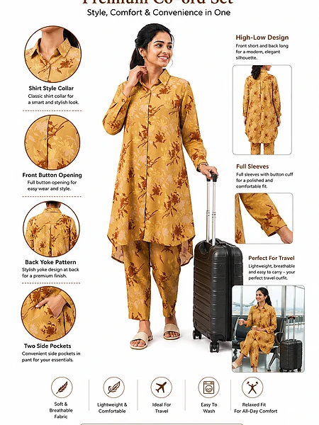 Image of Womens Co Ord Set Dress for Travel - 2