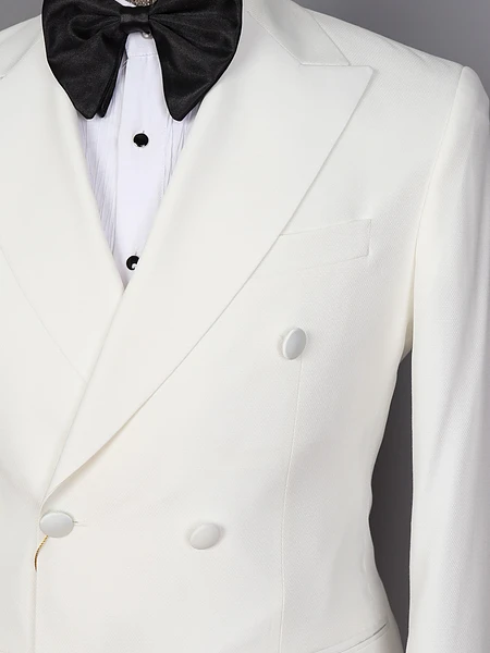 Image of Elegant Off White Three Piece Suit - 7