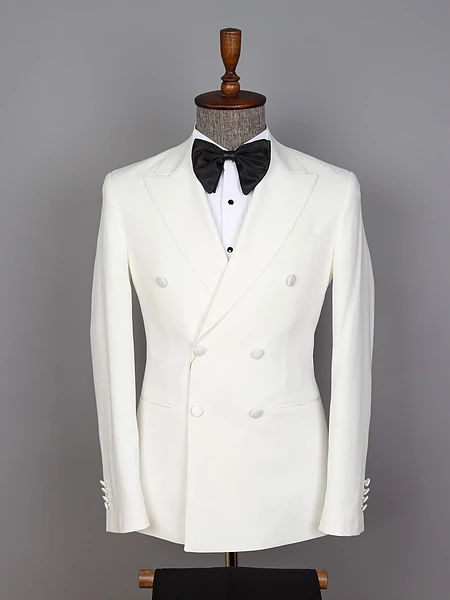 Image of Elegant Off White Three Piece Suit - 5