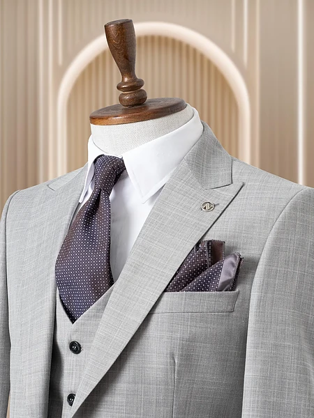 Image of Gray Wool Men's Suit - 3