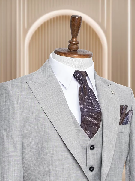 Image of Gray Wool Men's Suit - 4