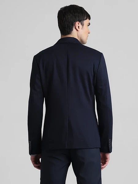 Image of Dark Blue Double Button Formal Blazer - 4