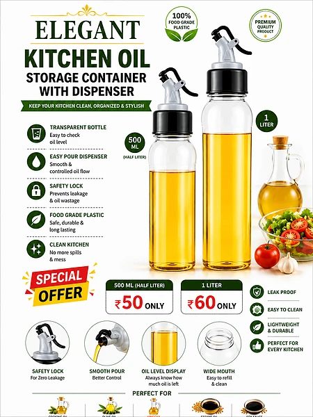 Image of Elegant Kitchen Oil Storage Container with Dispenser - 2