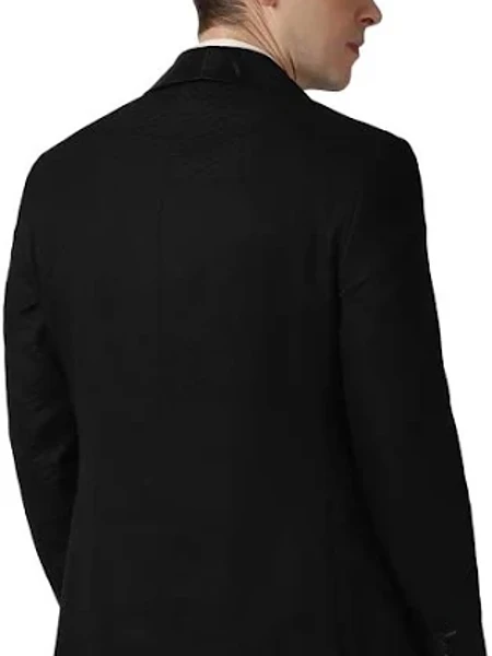 Image of Mens Black Textured Skinny Fit Party Blazer A - 3