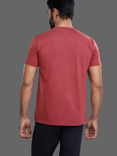 Image of V Neck T-Shirt - Brick Red - 3